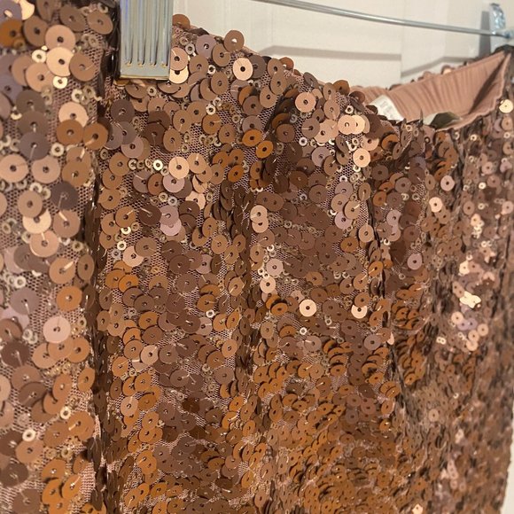 LC Lauren Conrad Copper Sequin Mini Skirt - Size Small - Picture 5 of 6